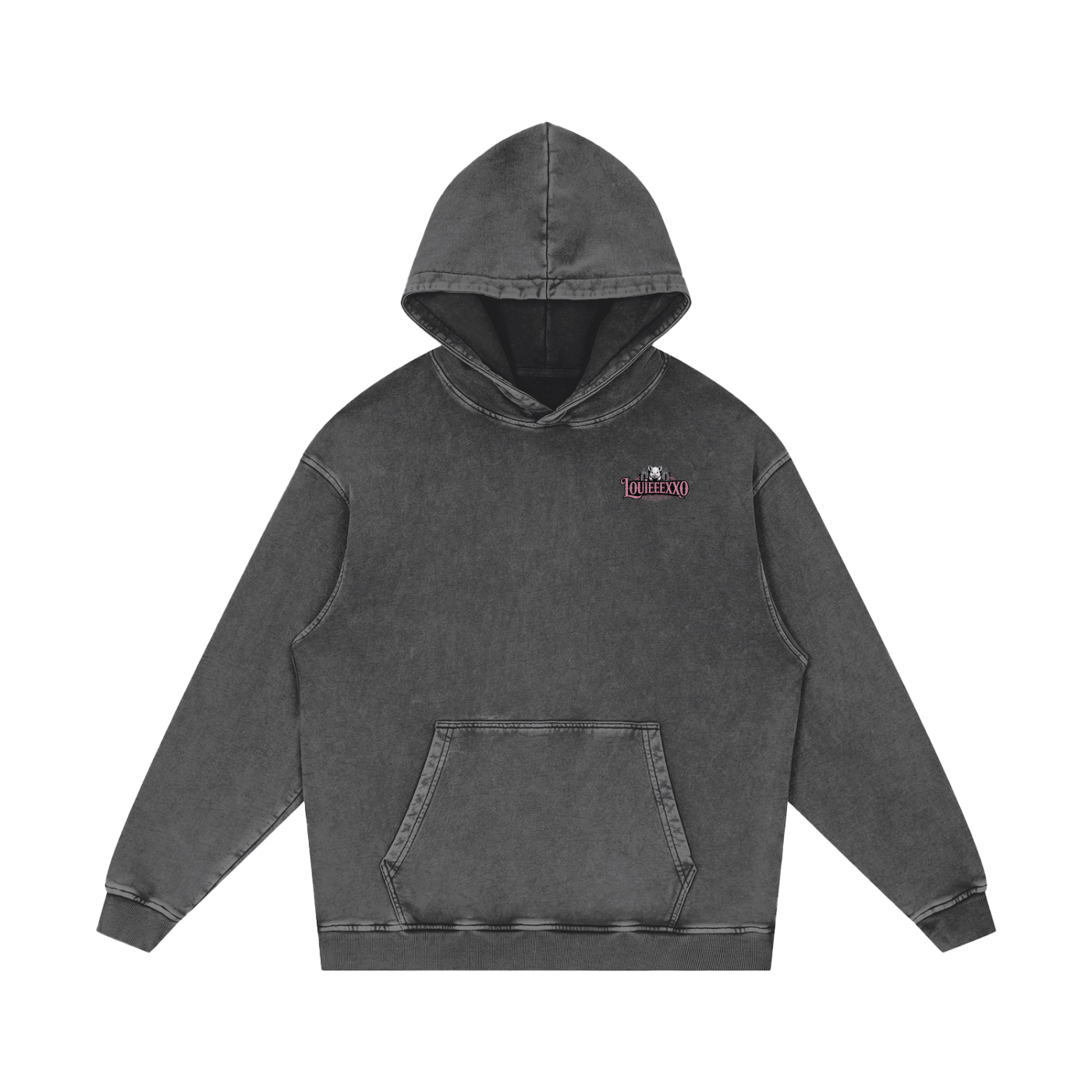 Louieeexxo Snow Washed Loose Cotton Hoodie