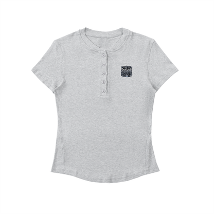Aonaran Angelic Frost Modal Bodycon Henley Shirt