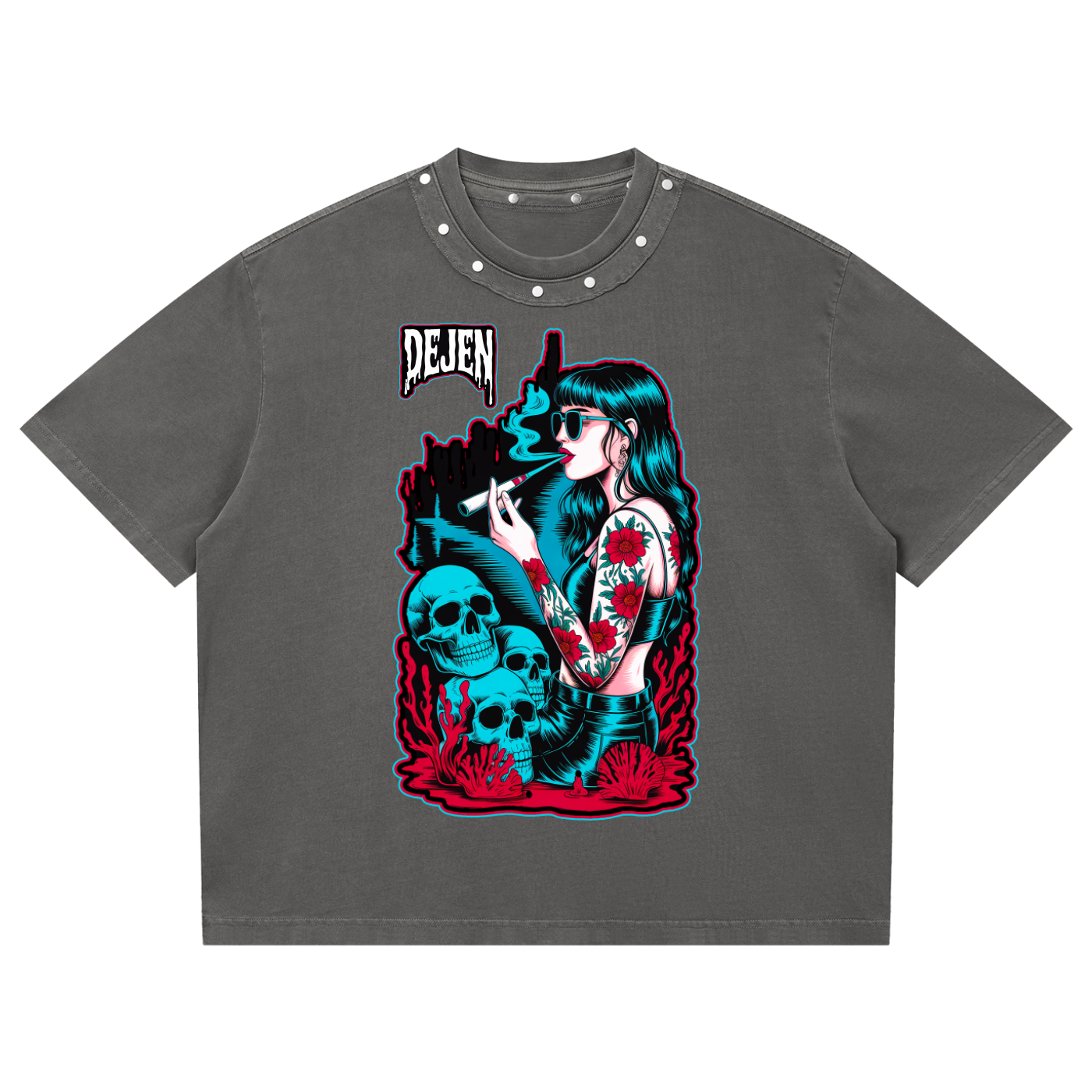 REPACKED Unisex Washed Boxy Studded T-Shirt