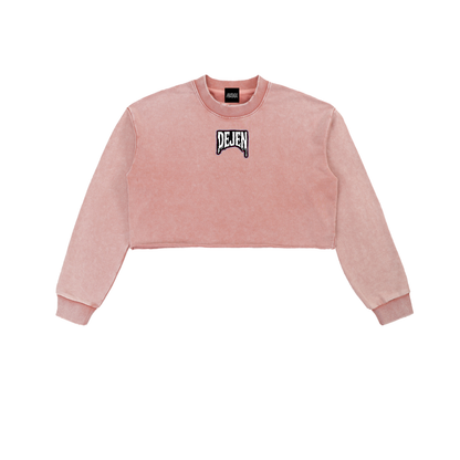 REPACKED Snow Washed Raw Edge Cropped Sweatshirt