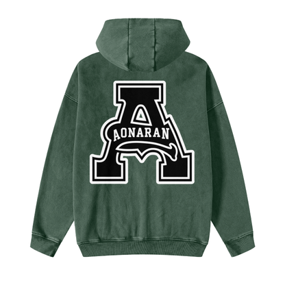 Aonaran Acid Washed Zip Fleece  Hoodie Jacket