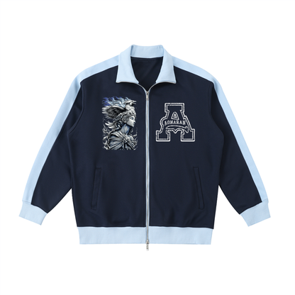 Aonaran Angelic Frost Contrast Trim Stand Collar Jacket