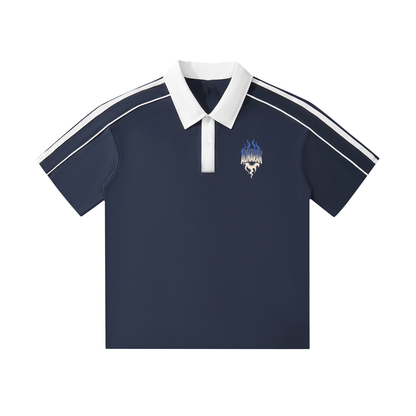 Aonaran Varsity Contrast Collar Short-Sleeve Polo Shirt