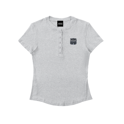 Aonaran Angelic Frost Modal Bodycon Henley Shirt