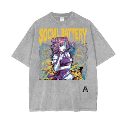 BillyGoat's Social Battery Aonaran Graphic Acid Wash Oversize T-Shirt