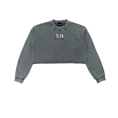 REPACKED Snow Washed Raw Edge Cropped Sweatshirt