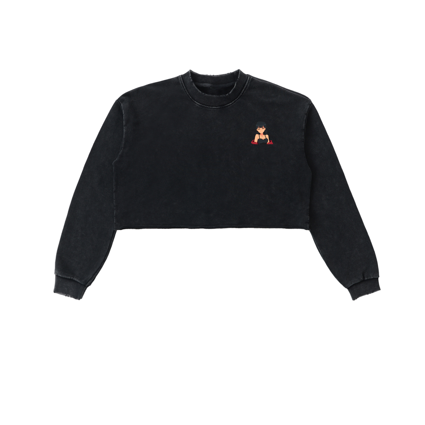 Heyitzmiks Snow Washed Raw Edge Cropped Sweatshirt