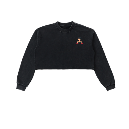 Heyitzmiks Snow Washed Raw Edge Cropped Sweatshirt