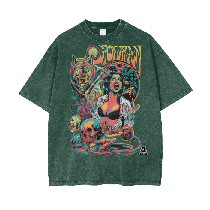 Aonaran Graphic Acid Wash Oversize T-Shirt