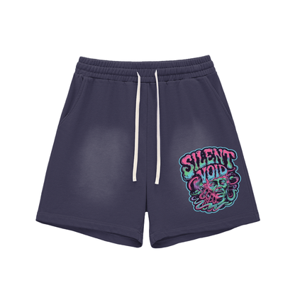 Aonaran 1 OFF Sun Fade Raw Edge Cotton Shorts