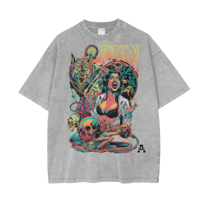 Aonaran Graphic Acid Wash Oversize T-Shirt