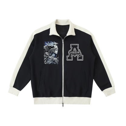 Aonaran Angelic Frost Contrast Trim Stand Collar Jacket