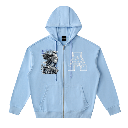 Aonaran Angelic Frost Drop-Shoulder Zip Up Hoodie