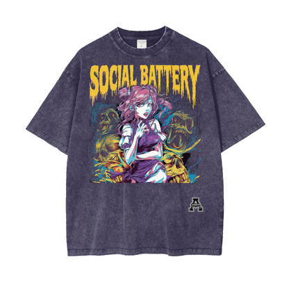BillyGoat's Social Battery Aonaran Graphic Acid Wash Oversize T-Shirt