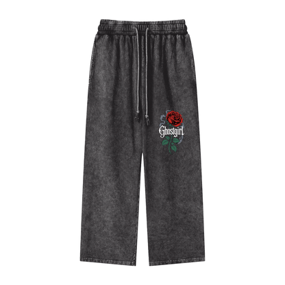 GhostGirlXoxx Acid Wash Straight Leg Pants
