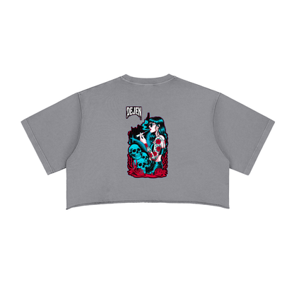 REPACKED Snow Washed Raw Edge Crop Top
