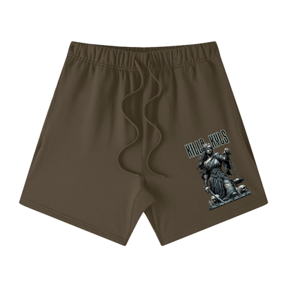 killakyls Unisex Earth Tone Loose Fit Cotton Shorts