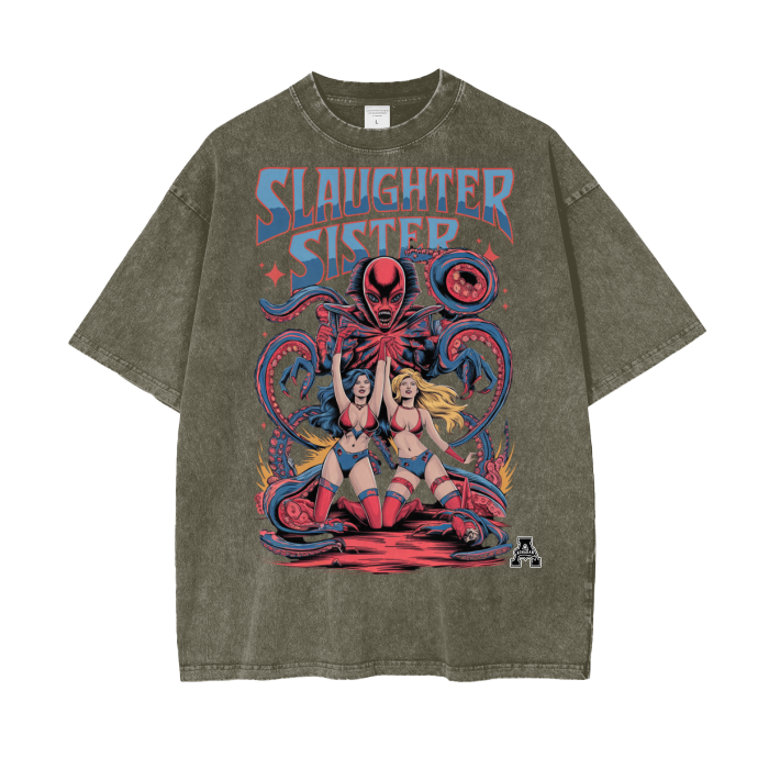 Aonaran Graphic Acid Wash Oversize T-Shirt